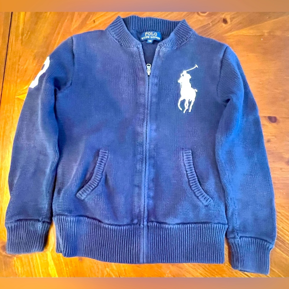 Polo by Ralph Lauren Kids Navy Zip-Front Cotton Sweater